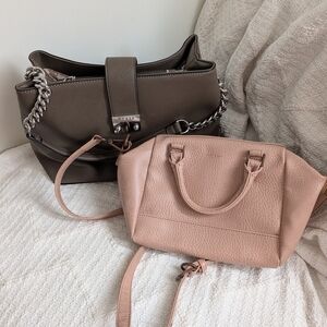 Guess Dual-Tone Brown and Pink Shoulder Bag Set